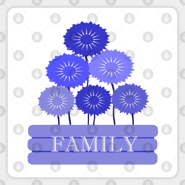 Bouquet of Purple Flowers - with quote Indicating importance of "FAMILY" Magnet by YayYolly